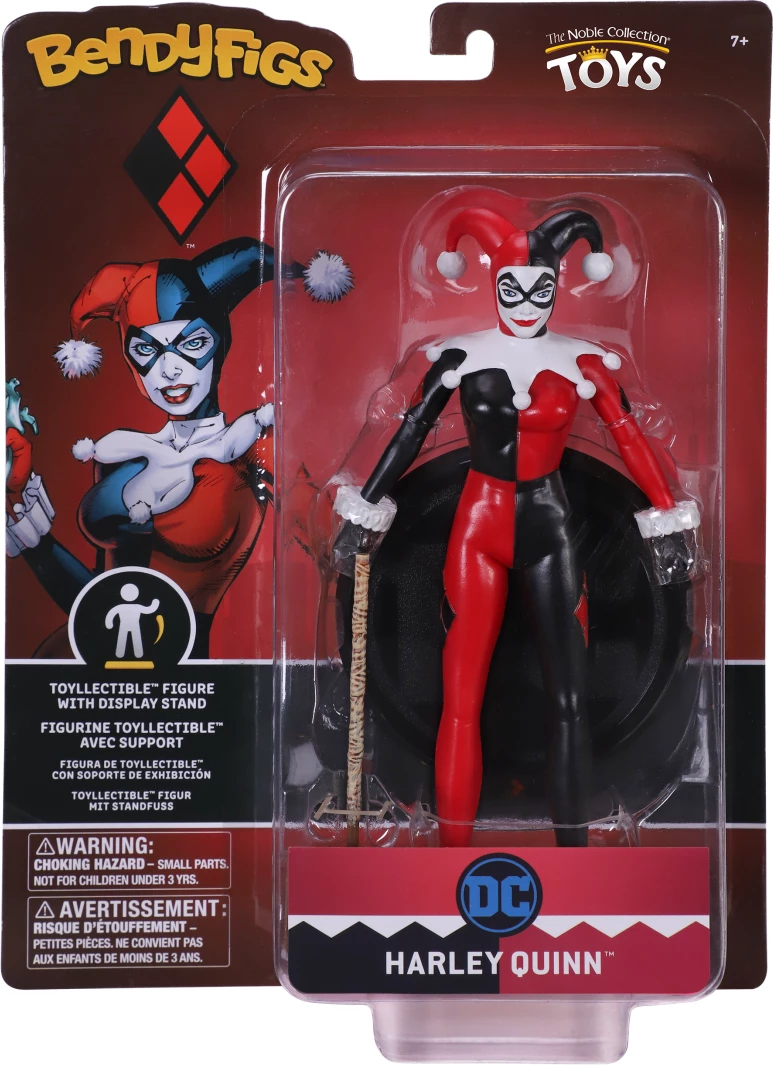Figurinë fleksibile NOBLE COLLECTION Bendyfigs DC Suicide Squad (Comic) Harley Quinn Jester 19 cm, me çekan