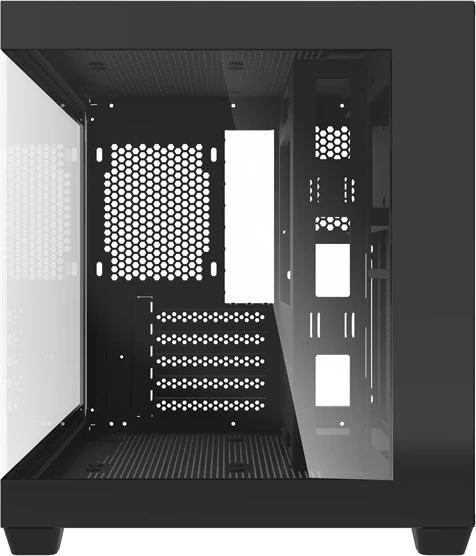 Kasë Darkflash C275P mini tower M-ATX/ITX, pamje 270° xham i temperuar, pa ventilatorë, e zezë