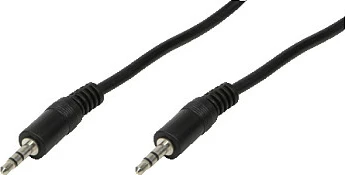 Kabl audio LogiLink AUX 3.5mm mashkull-në-mashkull, 0.2 m, zi