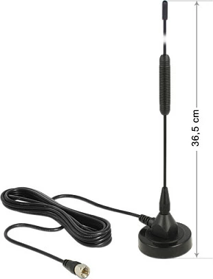 Antenë DAB+ DeLOCK, SMB, aktive 23 dB, omnidireksionale, kabllo 2 m, e zezë