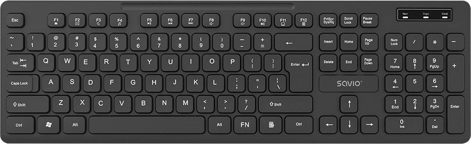 Tastierë wireless Savio KB-02, standarde, 2.4 GHz, USB, e zezë