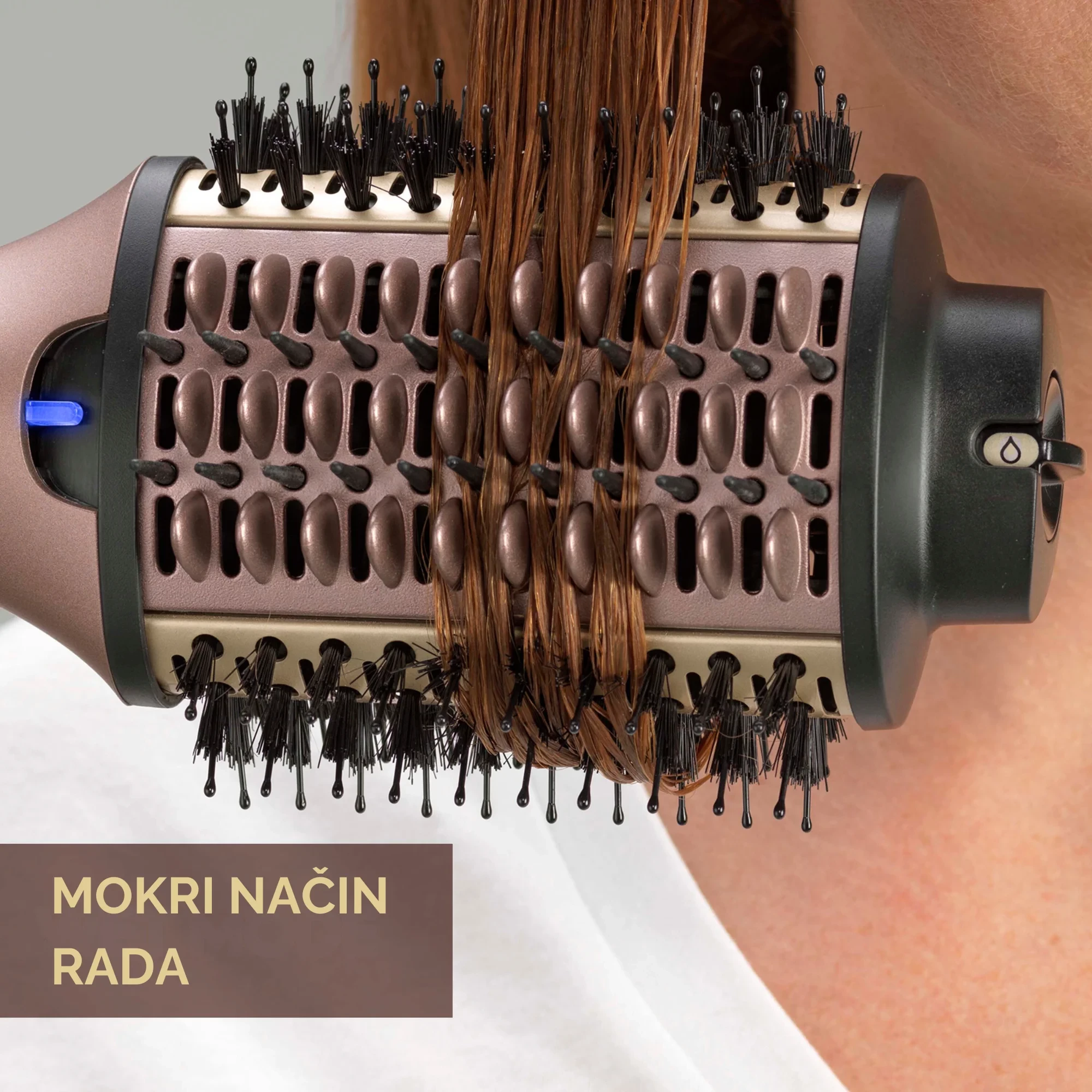Furçë flokësh me ajër, BaByliss AS95E, 1000W, modalitetet wet/dry, jonizuese anti-frizz, keramike, rozë e artë