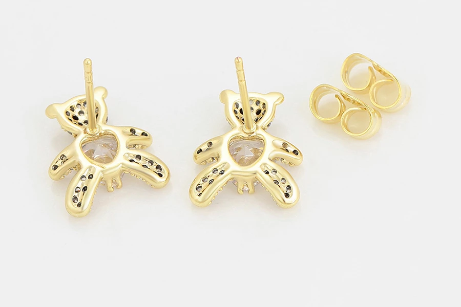 Vathë Xuping të praruar në ar 14 karatësh VA2B, në formë ariu, artë/bardhë