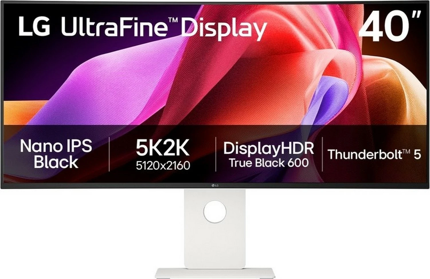 Monitor LG UltraFine 40U990A-W, 40", Nano IPS Black, 5K2K, Thunderbolt 5, HDR 600, i bardhë