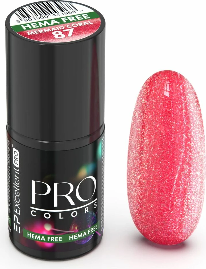 Llak për thonj për femra Excellent PRO Pro Colors Hema Free Hybrid 87 Mermaid Coral, 7g