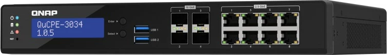 NAS sistem QNAP QuCPE-3034-C3758R-16G, Intel Atom, 16GB RAM, 8x2.5GbE, 4x10GbE, e zezë