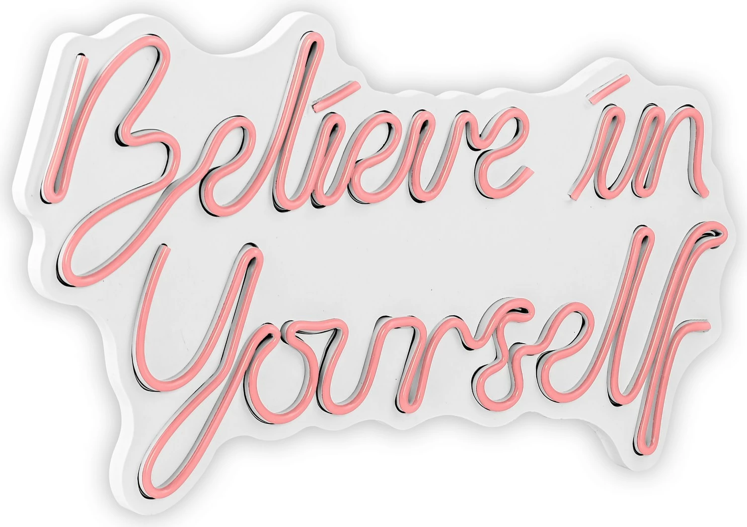 Dekor ndriçues LED plastik, 'Believe in Yourself', ngjyrë rozë
