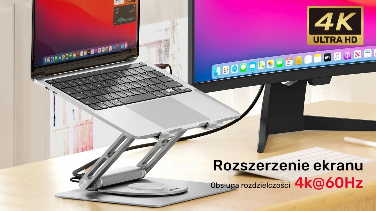 Podstavek për laptop Unitek USB-C HDMI 4K PD 100W, ngjyrë argjendi
