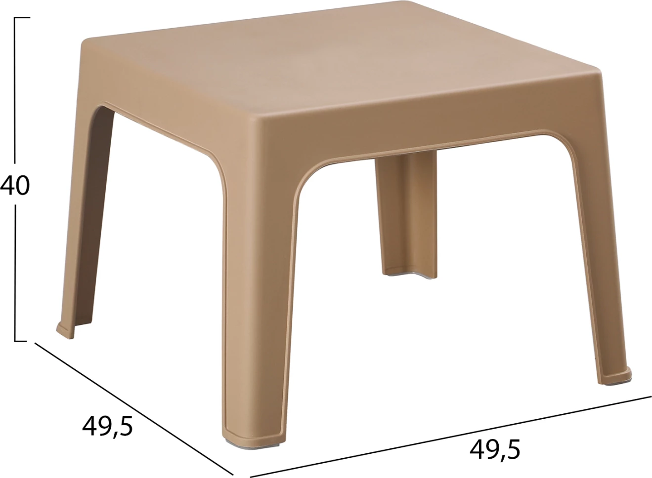 Tavolinë e ulët katrore SLEEK, polipropilen, ngjyrë kapuçino, FH6371.03, 49.5x49.5x40cm 6