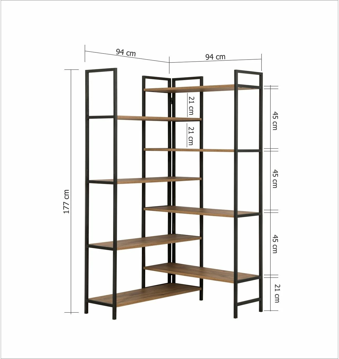 Raft librash Hanah Home, Edra Rafix, ngjyrë pishë Atlantike dhe e zezë