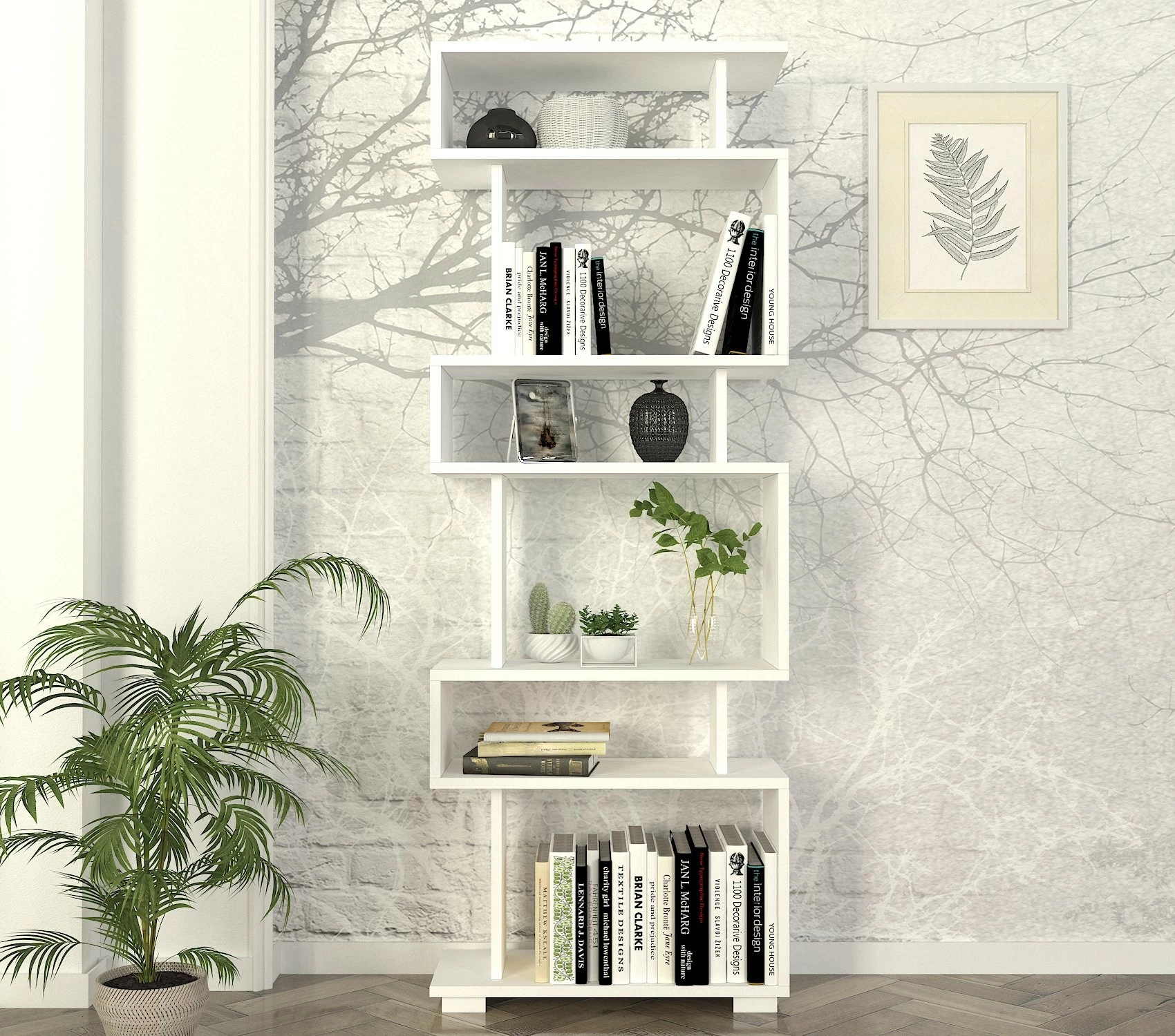 Raft librash Hanah Home, Blok, i bardhë