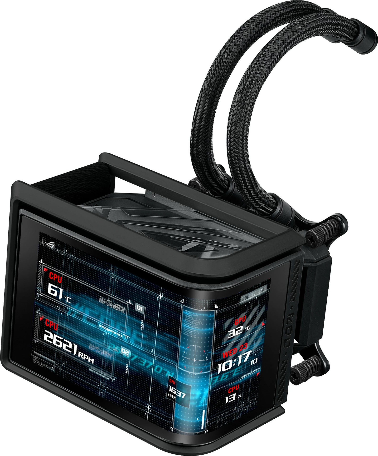 Ftohës uji AIO ASUS ROG RYUO IV SLC 360 ARGB, 3x120mm, AMOLED display, Intel/AMD, i zi