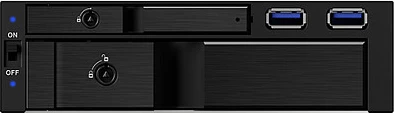 Baj 5.25" ICY BOX IB-174SSK-U për 1x 3.5" + 1x 2.5" SATA, hot-swap, 2x USB 3.2 Gen1, i zi