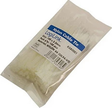 Lidhëse kabllosh LogiLink KAB0001, 100x2.5 mm, najlon, 100 copë, të bardha