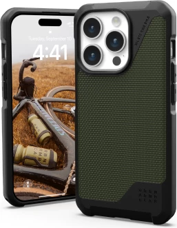 Mbështjellës UAG Metropolis LT MagSafe për iPhone 15 Pro, Kevlar, i gjelbër