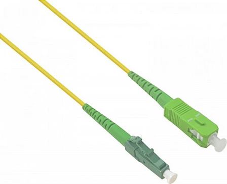 Kabllo fibër optike Helos 372013, OS2, LC-SC, APC, 0.5 m, verdhë/jeshile