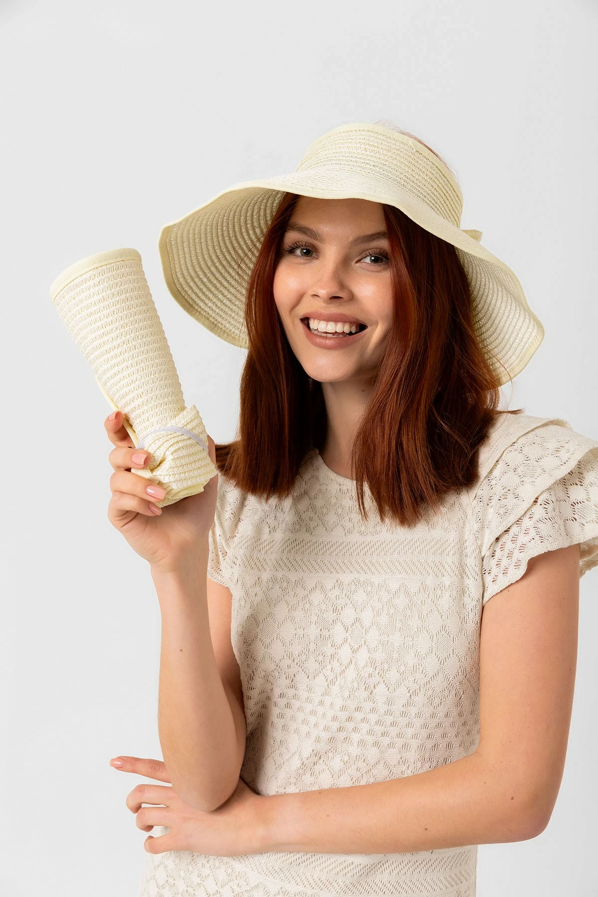 Kapelë verore për gra, ngjyrë krem, Jumeon, Hsr2080