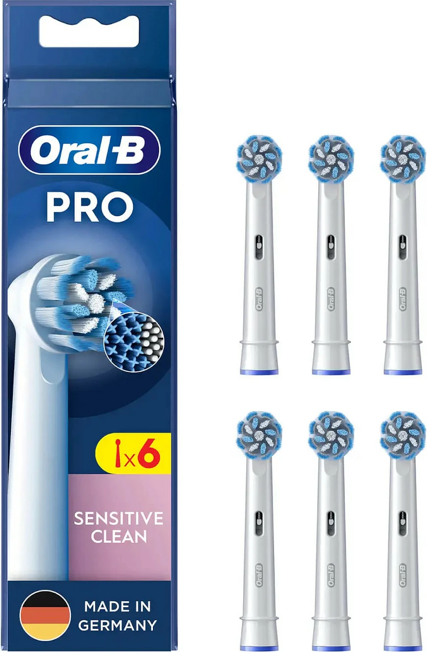 Koka furçe elektrike Oral-B Pro Sensitive Clean, paketim 6 copë, e bardhë