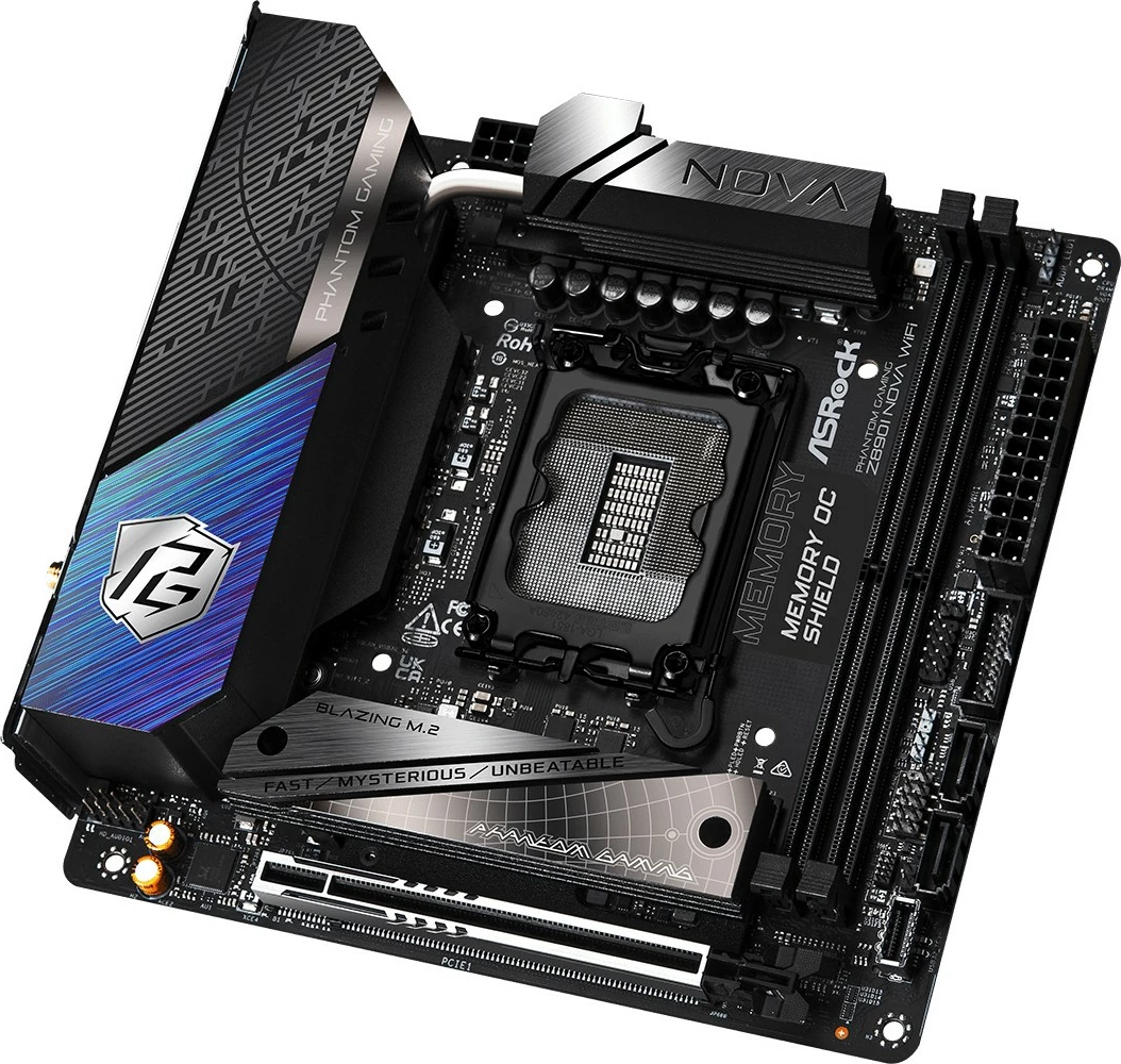 Pllakë amë ASRock Phantom Gaming Z890I Nova WiFi, LGA 1851, DDR5, Wi-Fi 7, Thunderbolt 4, mini ITX