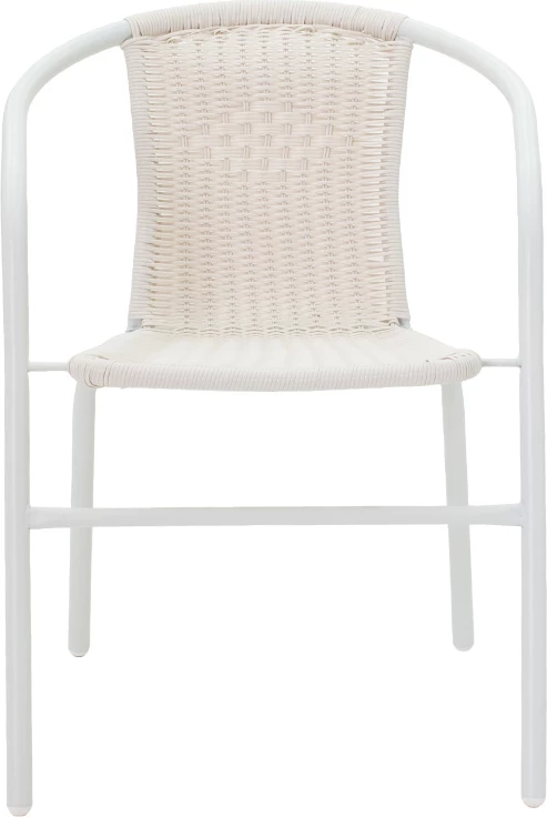 Set tavoline me karrige për terasë, 3 pjesë, metal, ngjyrë e bardhë, Φ60x70cm