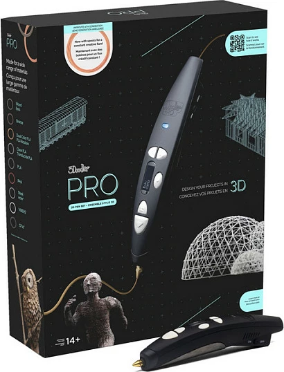 Penë 3D 3Doodler Pro III Set, me ekran, me adapter rryme, e zezë