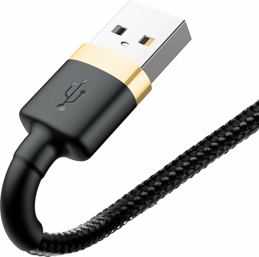 Kabllo USB-A në Lightning Baseus Cafule CALKLF-CV1 2m, e thurur najllon, 1.5A, Zi/Ari