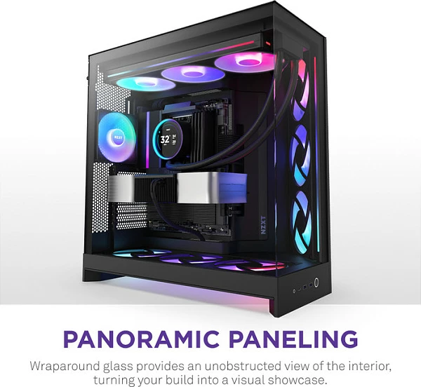 Kasë NZXT H9 Flow RGB, Midi Tower, ATX/EATX/micro ATX/Mini-ITX, xham i kalitur, e zezë