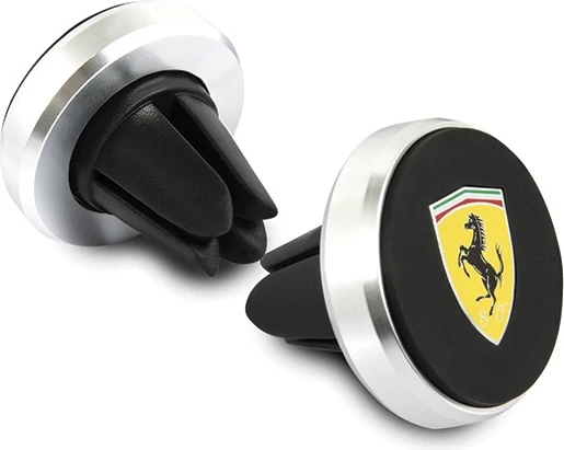 Mbajtës magnetik për celular Ferrari Scuderia FESCHBK, për grilë ventilimi 360°, me 2 pllaka magnetike, zi/argjend