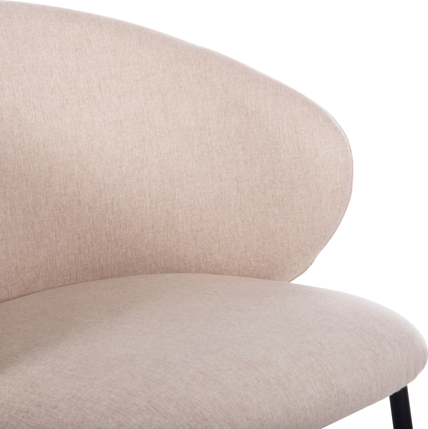 Karrige për ngrënie ISIAH FH9615.03, pëlhurë bezhë, këmbë metalike të zeza, 56x56x76H cm, set prej 2 copash