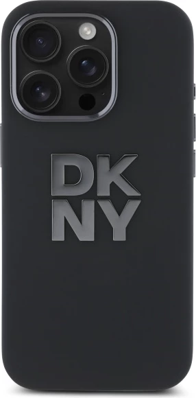 Mbështjellës DKNY Liquid Silicone Metal Logo për iPhone 16 Pro, i zi