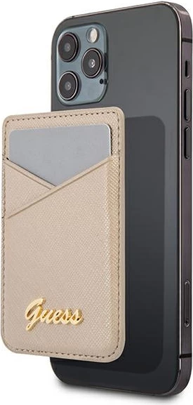 Mbështjellës Guess Wallet Card Slot GUWMSSASLGO MagSafe Saffiano, ari