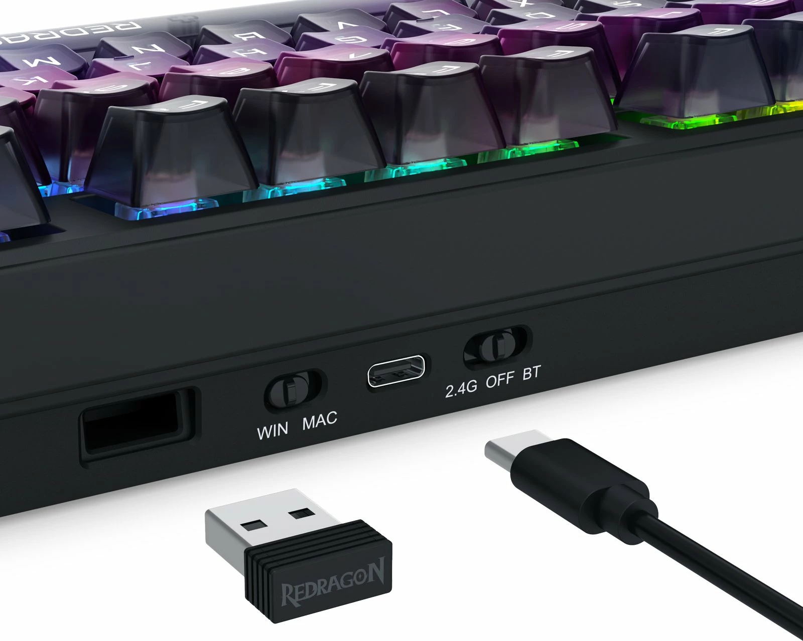 Tastierë gaming Redragon BARTLETT K767-WL-M, magnetic ultraMag, wired/wireless (USB-C/BT/2.4GHz), RGB, bateri 4000 mAh, US layout, pa numpad, e zezë
