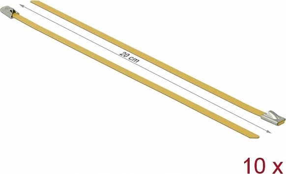 Lidhëse kabllosh inox DeLOCK 200 x 4.6 mm, 10 copë, e verdhë