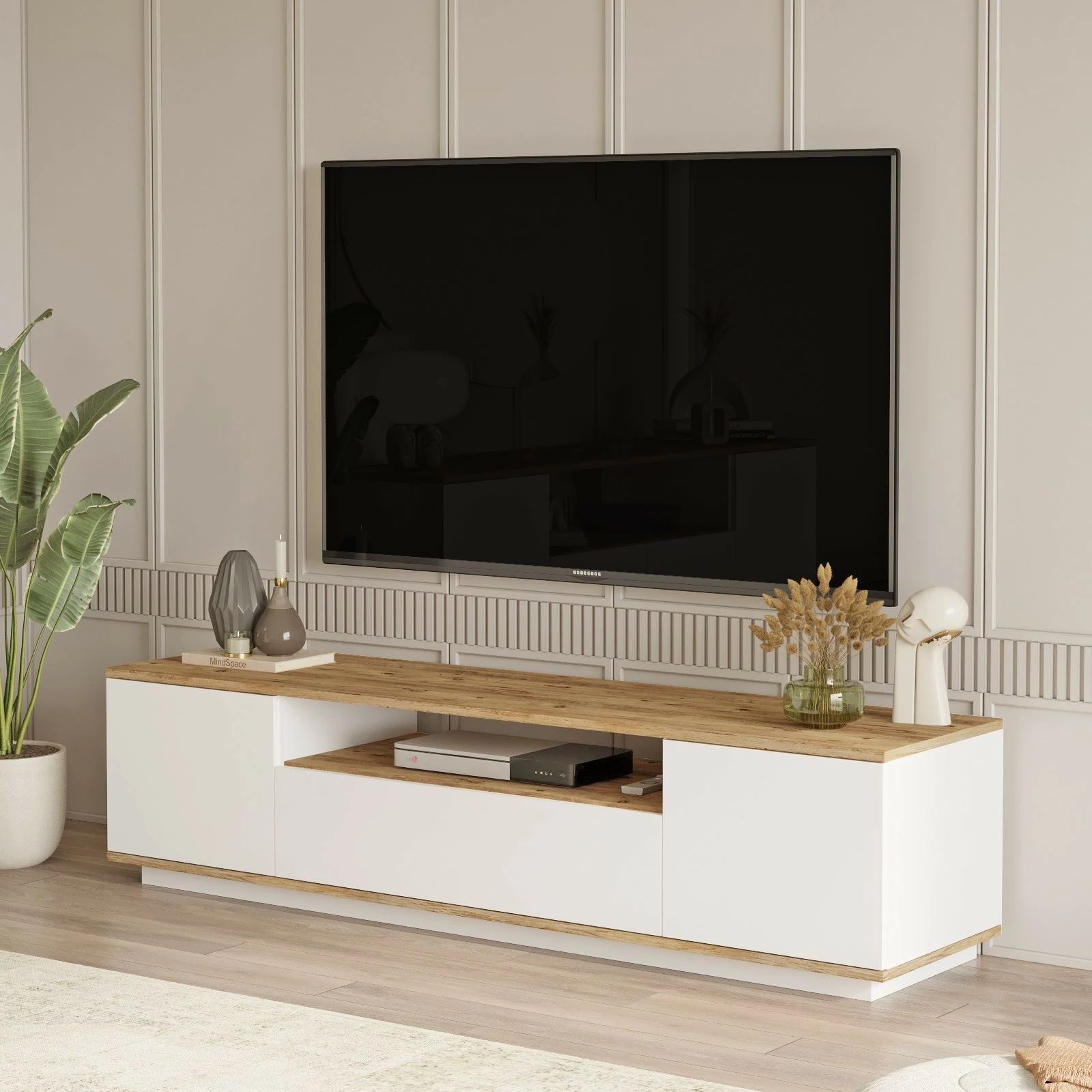 Komodë TV Hanah Home, Fr7-Aw, ngjyrë pishë Atlantike dhe e bardhë, 180x44.6x44.5cm