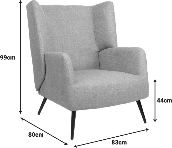Fotel Mareta, material gri-bezhë, këmbë të zeza, 83x80x99cm
