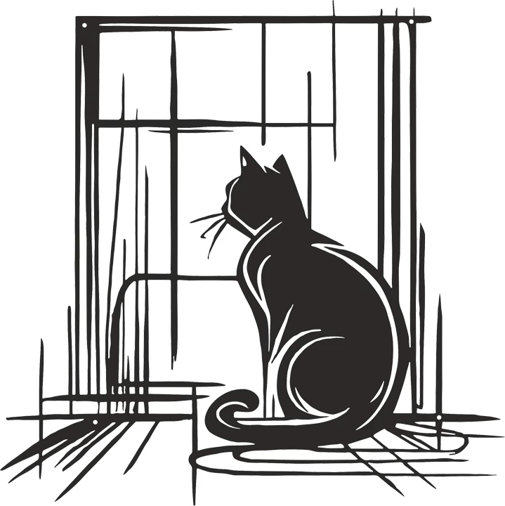 Dekor muri Caten, metal i zi, 50x1.5x50cm