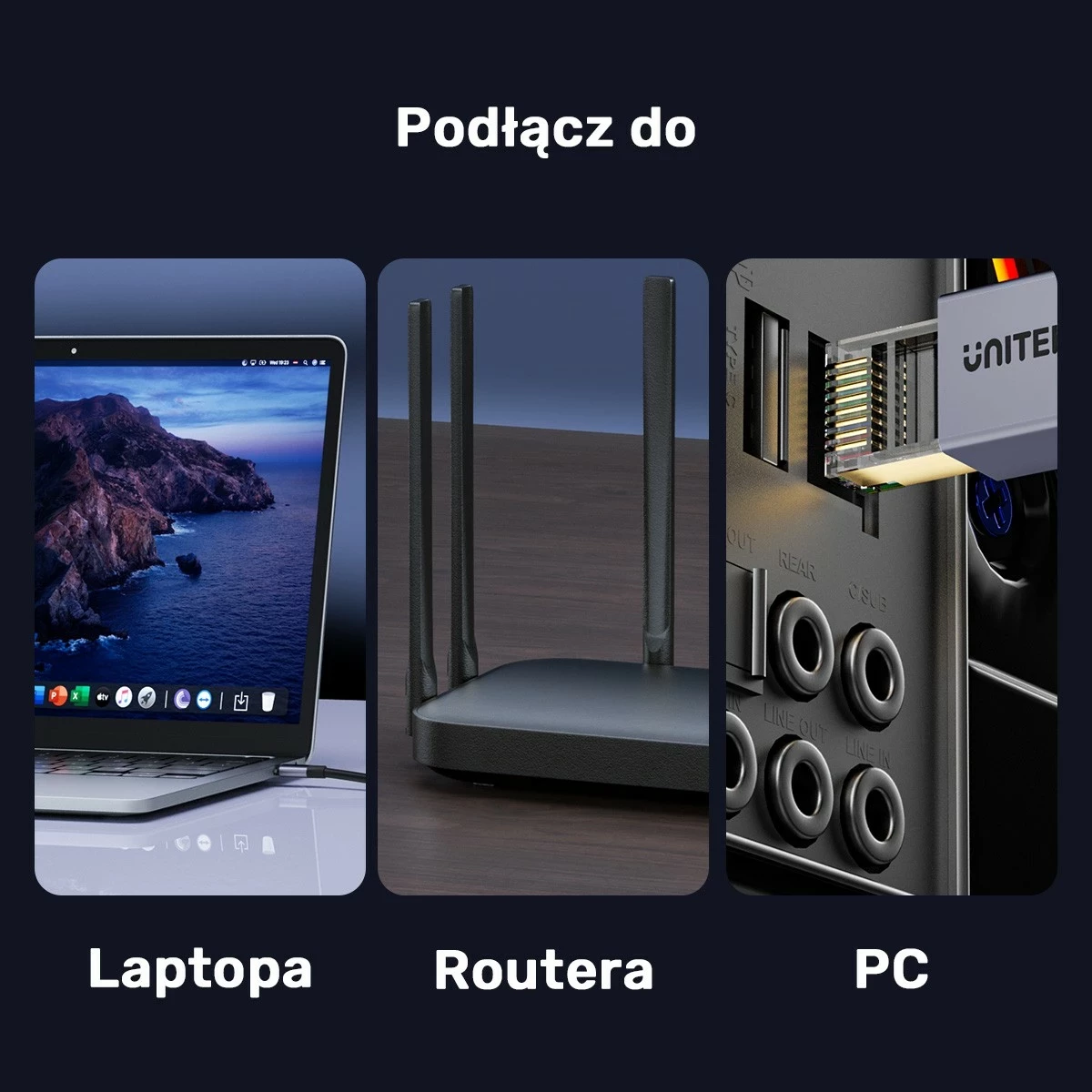 Kabëll Ethernet Unitek RJ-45 LAN, patchcord cat.8, 10m, zi-gri