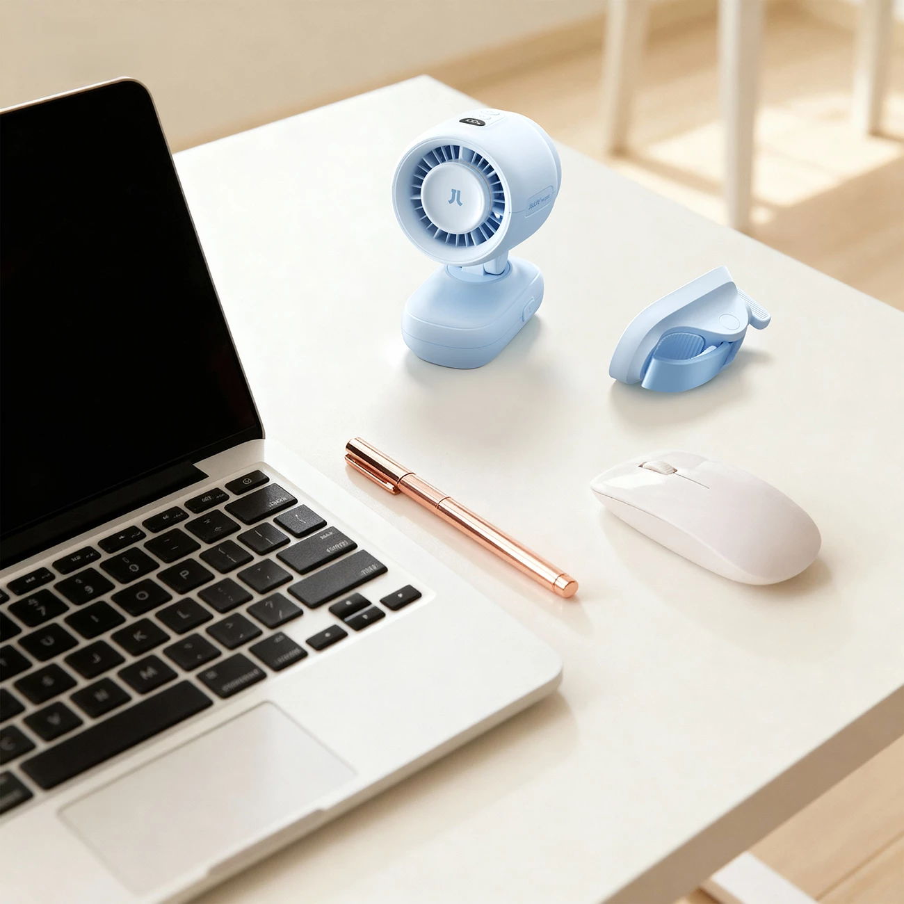 Ventilator mini për karrocë Jisulife Stroller Fan 4 5000mAh me kapëse metalike USB-C, blu
