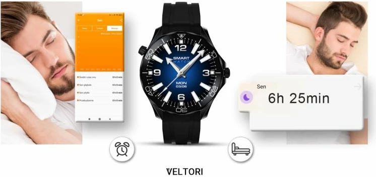 Smartwatch VELTORI unisex, e zezë