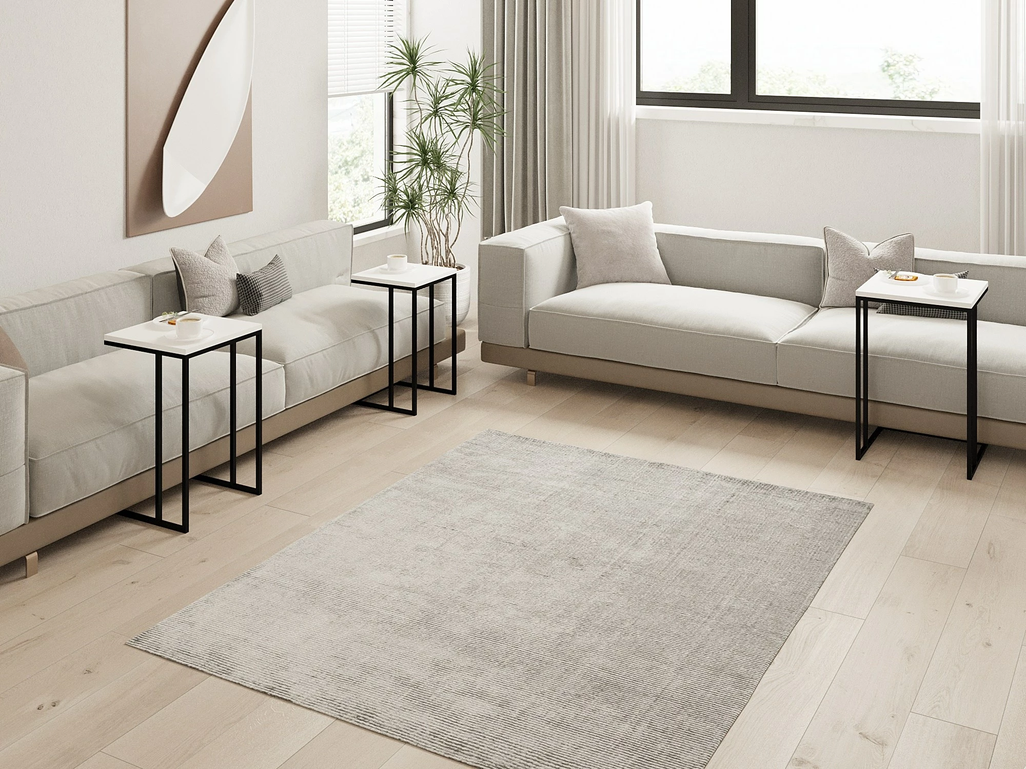 Set tavolinash ndihmëse, 3 copë, Hanah Home, Venedik, e bardhë/zezë