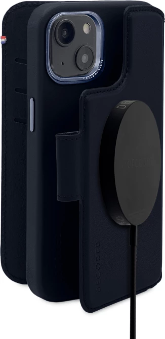 Mbështjellës Decoded Detachable Wallet për iPhone 14 Plus, lëkurë, MagSafe, Blu