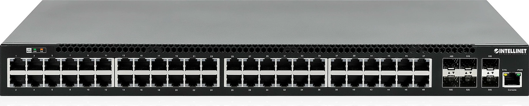 Switch Intellinet 54-P PoE+ Managed, 48x Gigabit, 6x 10GbE, 850W