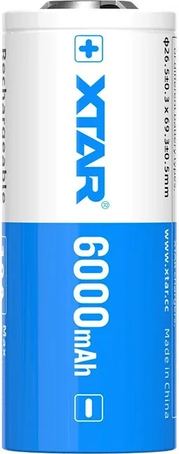 Bateri rikarikueshme XTAR 26650, 6000 mAh, 3.6V, Li-Ion, kaltër/bardhë