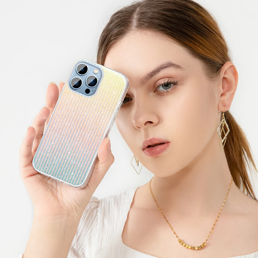 Mbështjellës Kingxbar Travel Series për iPhone 13 Pro, Clouds, blu-portokalli