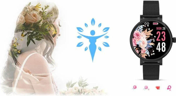 Smartwatch për femra Rubicon, e zezë