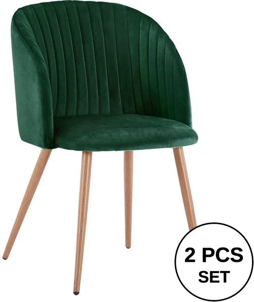 Karrige Leah me kadife ngjyrë cypress dhe këmbë metalike FH8543.03 51x58x80 cm, set prej 2 copë