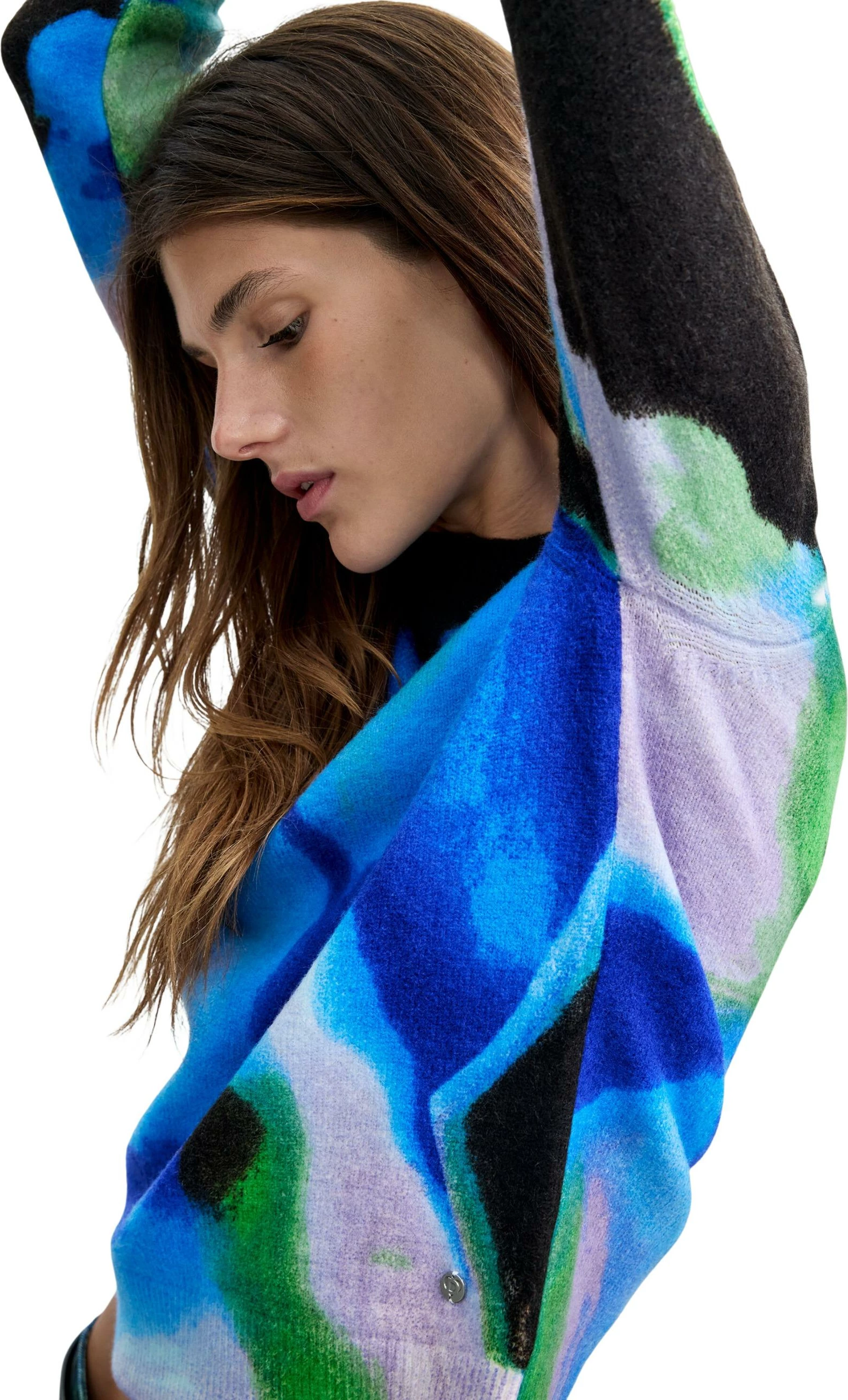 Xhemper për femra Desigual JERS_CLOUDS_LACROIX 26WWJF03, blu [Madhësia: M]