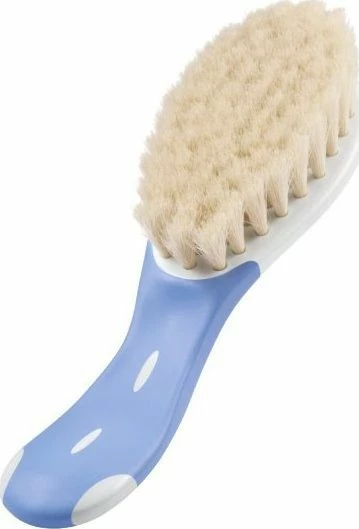 Furçë e butë për bebe NUK NU 256371, qime dhie, dorezë anti-rrëshqitëse, blu