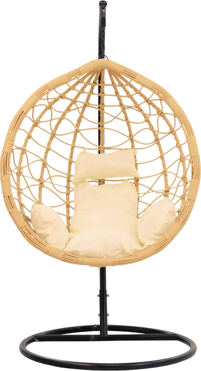 Karrige varëse Hudson, metalike, ngjyrë e zezë-pp natyrale-jastëk bezhë, 109x119x195cm