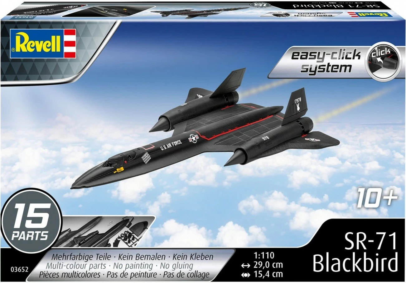 Model plastik Revell SR-71 Blackbird Easy-Click 1:110, 15 pjesë